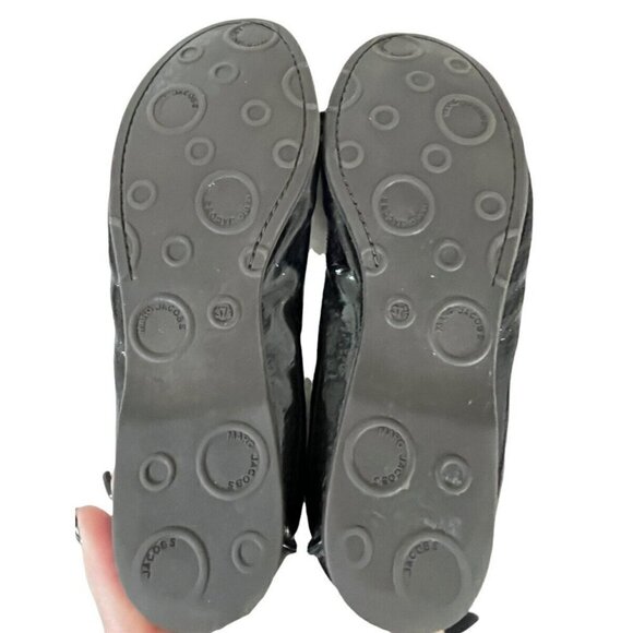 Marc By Marc Jacobs Black Patent Leather Ballet Flats w/ Grosgrain Bow 37.5 US 7 - Picture 9 of 10